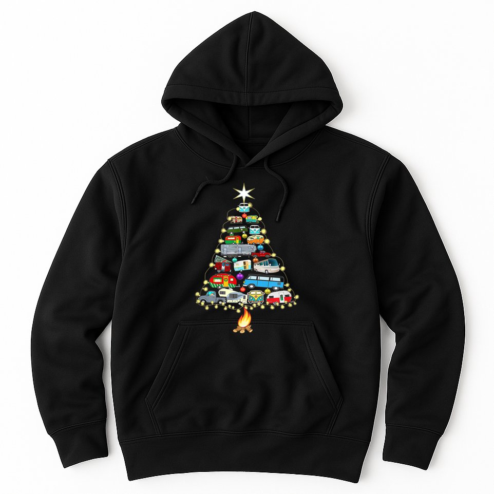 Christmas Tree Camper Vehicles Camping Rving Trailers Gifts Hoodie