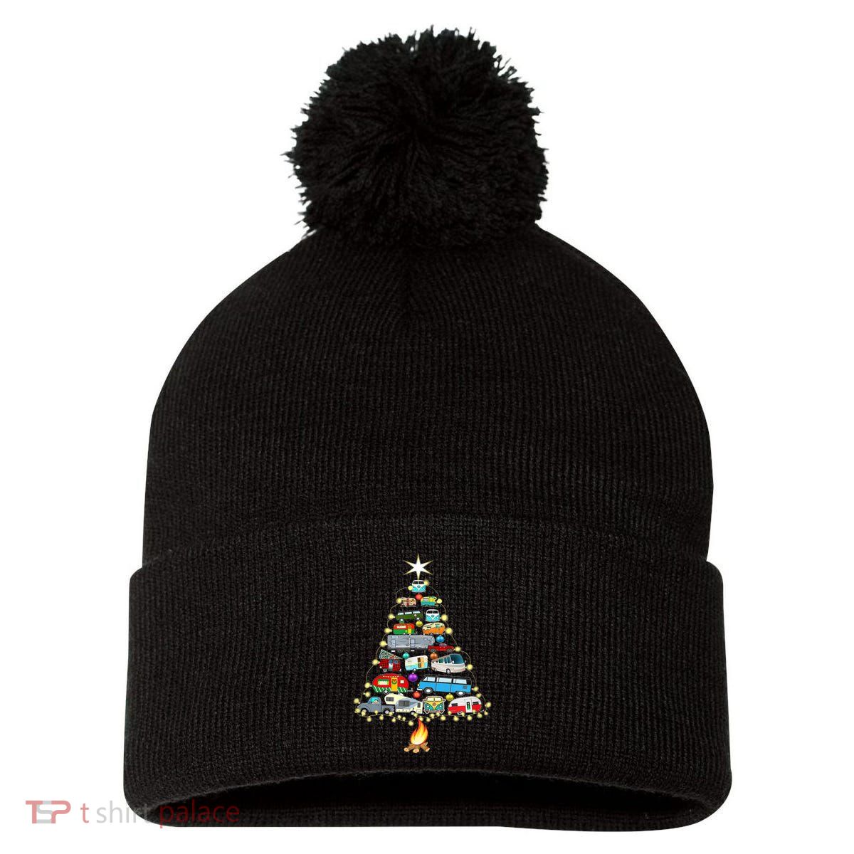 Christmas Tree Camper Vehicles Camping Rving Trailers Gifts Pom Pom 12in Knit Beanie