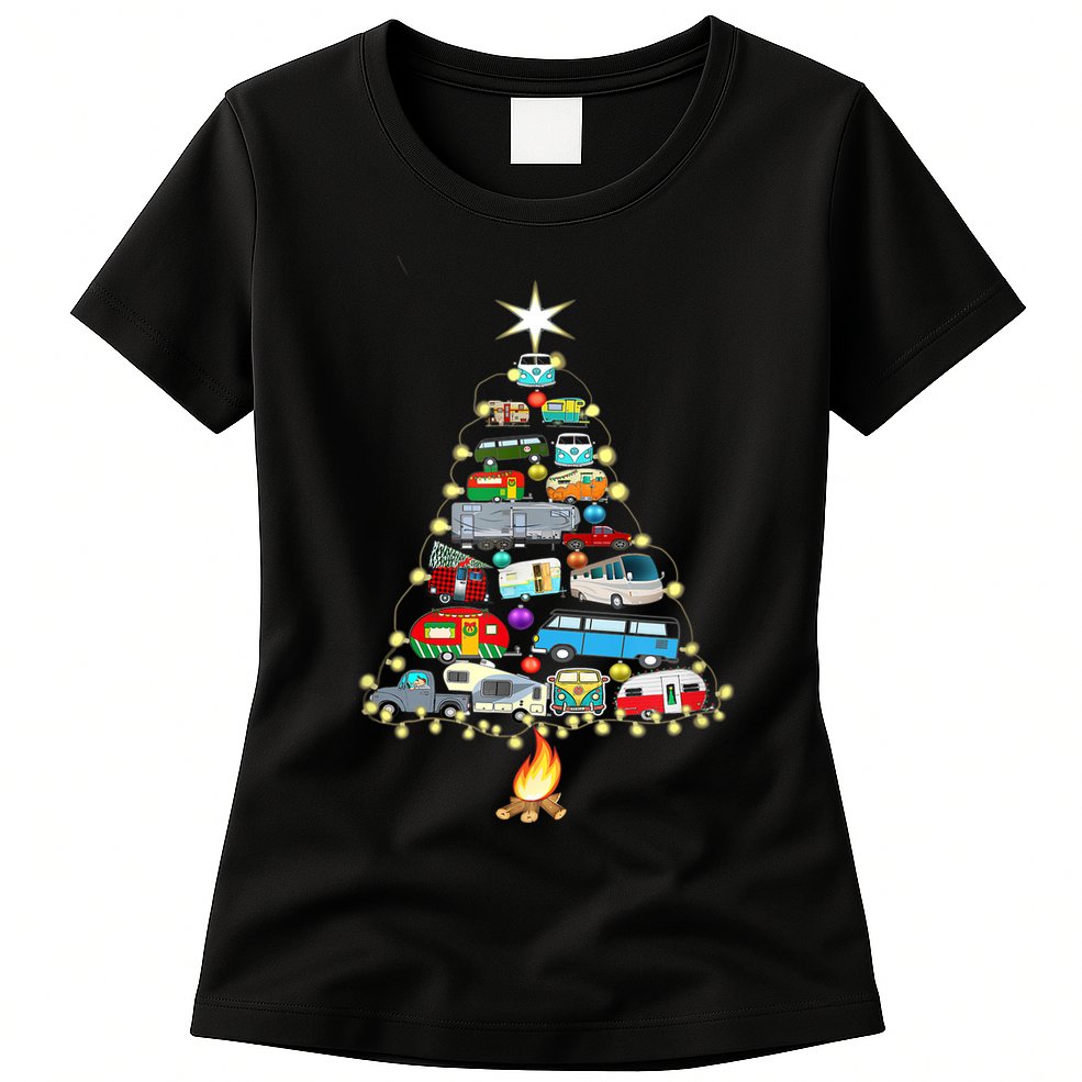 Christmas Tree Camper Vehicles Camping Rving Trailers Gifts Womens T-Shirt