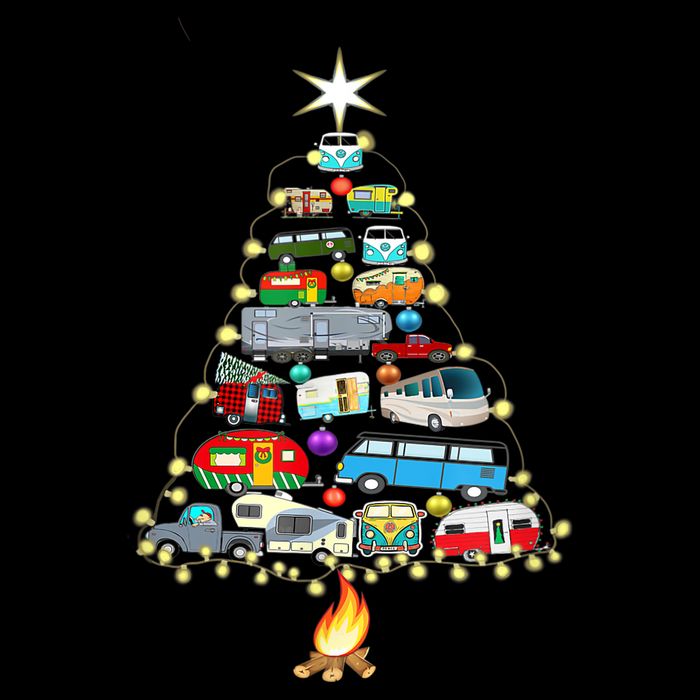 Christmas Tree Camper Vehicles Camping Rving Trailers Gifts Womens T-Shirt