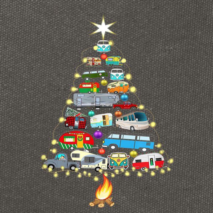 Christmas Tree Camper Vehicles Camping Rving Trailers Gifts Cotton Canvas Backpack