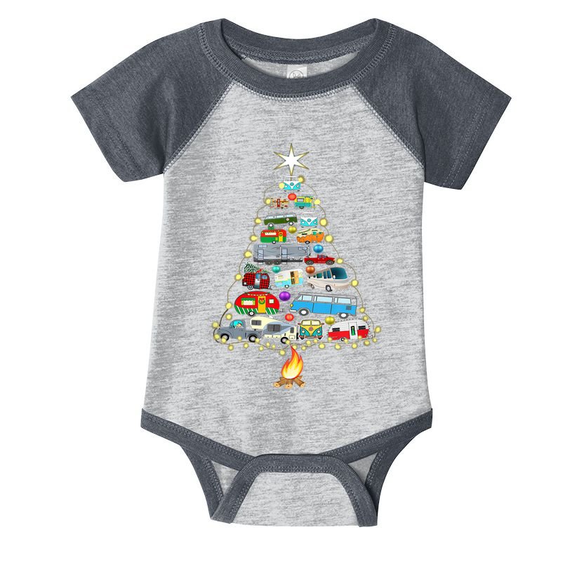 Christmas Tree Camper Vehicles Camping Rving Trailers Gifts Infant Baby Jersey Bodysuit