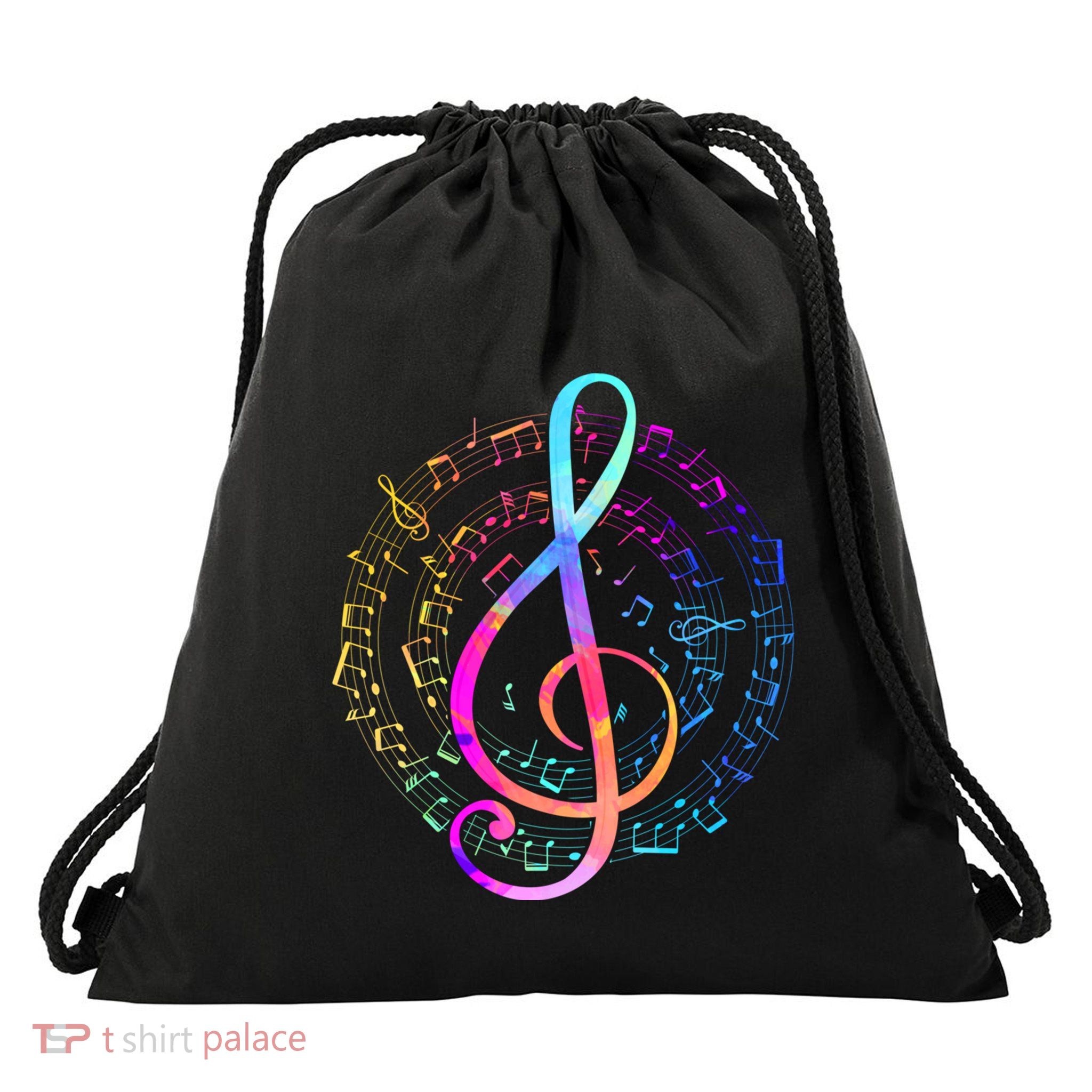 Colorful Treble Clef Music Funny Gift Drawstring Bag