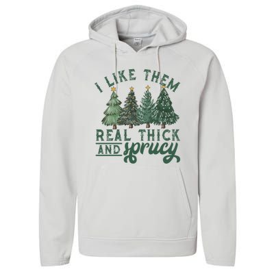 Christmas Tree Crewneck Real Thick And Sprucy Ugly Funny Performance Fleece Hoodie