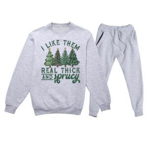 Christmas Tree Crewneck Real Thick And Sprucy Ugly Funny Premium Crewneck Sweatsuit Set