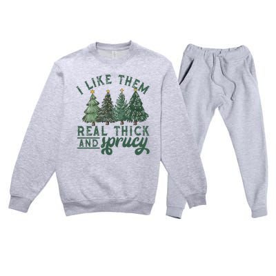 Christmas Tree Crewneck Real Thick And Sprucy Ugly Funny Premium Crewneck Sweatsuit Set