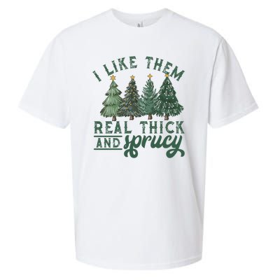 Christmas Tree Crewneck Real Thick And Sprucy Ugly Funny Sueded Cloud Jersey T-Shirt