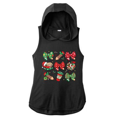 Cute Teacher Christmas Coquette Ladies PosiCharge Tri-Blend Wicking Draft Hoodie Tank