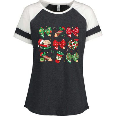 Cute Teacher Christmas Coquette Enza Ladies Jersey Colorblock Tee