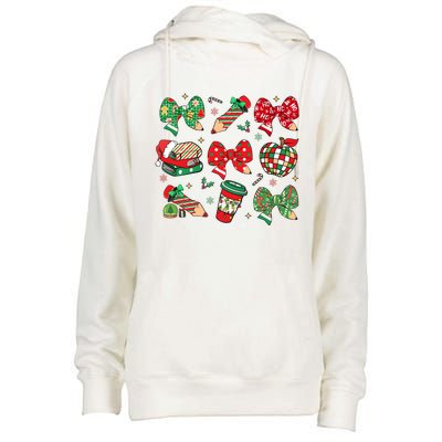 Cute Teacher Christmas Coquette Womens Funnel Neck Pullover Hood