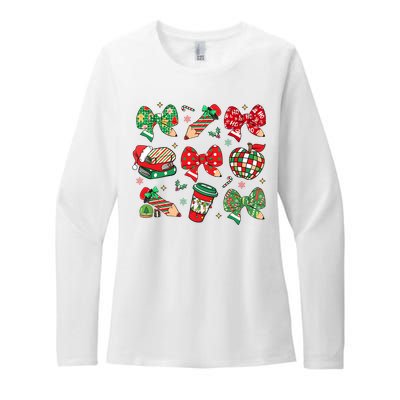 Cute Teacher Christmas Coquette Womens CVC Long Sleeve Shirt