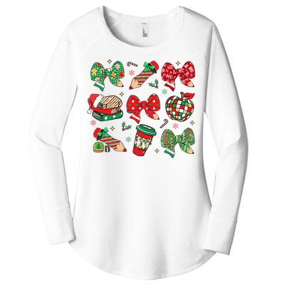 Cute Teacher Christmas Coquette Women's Perfect Tri Tunic Long Sleeve Shirt