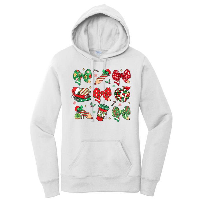 Cute Teacher Christmas Coquette Women's Pullover Hoodie