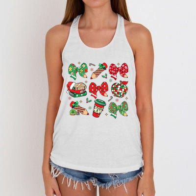 Cute Teacher Christmas Coquette Women's Knotted Racerback Tank