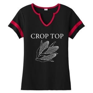 Crop Top Corn Gift For Farm Girl Ladies Halftime Notch Neck Tee