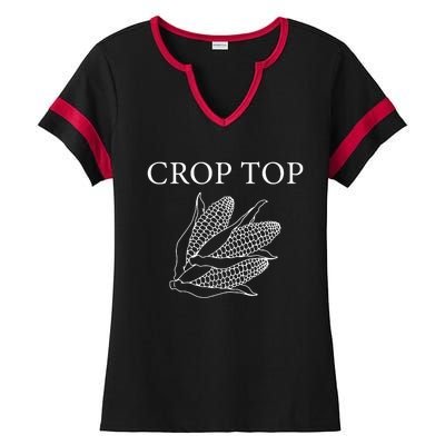 Crop Top Corn Gift For Farm Girl Ladies Halftime Notch Neck Tee