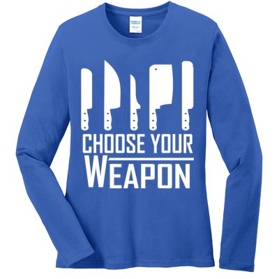 Chef Tools Choose Your Weapon Knives Design Cool Gift Ladies Long Sleeve Shirt