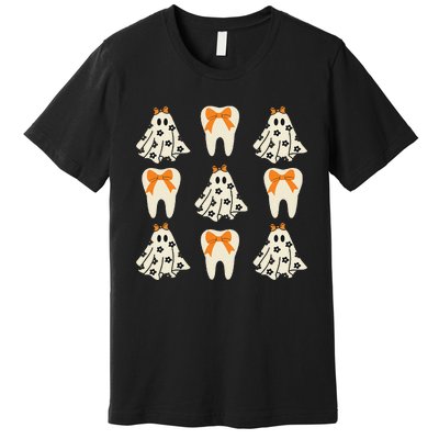 Cute Tooth Coquette Halloween Dental Hygiene Student Premium T-Shirt