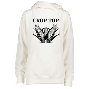 Crop Top Corn Womens Funnel Neck Pullover Hood