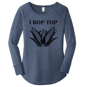 Crop Top Corn Women's Perfect Tri Tunic Long Sleeve Shirt