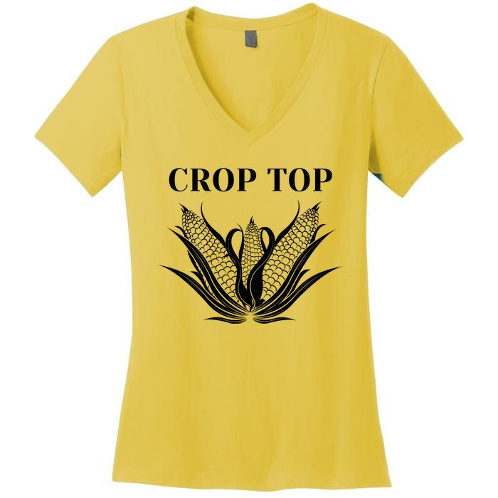 Crop Top Corn Women's V-Neck T-Shirt