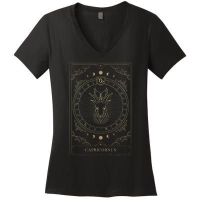 Capricorn Tarot Card Zodiac Women's V-Neck T-Shirt