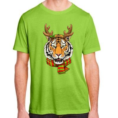 Christmas Tiger Cat Santa Clause Reindeer Xmas Tiger Lover Adult ChromaSoft Performance T-Shirt