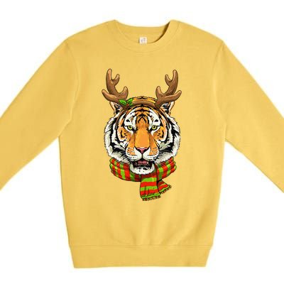 Christmas Tiger Cat Santa Clause Reindeer Xmas Tiger Lover Premium Crewneck Sweatshirt