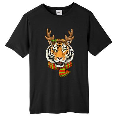 Christmas Tiger Cat Santa Clause Reindeer Xmas Tiger Lover Tall Fusion ChromaSoft Performance T-Shirt