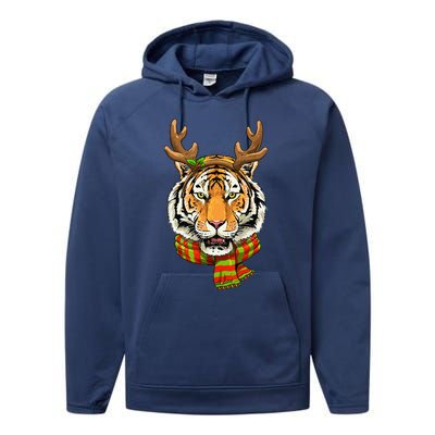 Christmas Tiger Cat Santa Clause Reindeer Xmas Tiger Lover Performance Fleece Hoodie