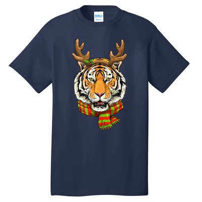 Christmas Tiger Cat Santa Clause Reindeer Xmas Tiger Lover Tall T-Shirt