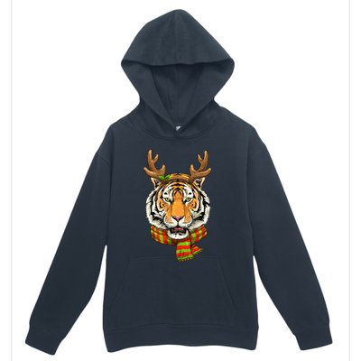 Christmas Tiger Cat Santa Clause Reindeer Xmas Tiger Lover Urban Pullover Hoodie