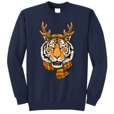 Christmas Tiger Cat Santa Clause Reindeer Xmas Tiger Lover Tall Sweatshirt