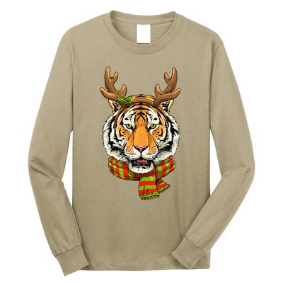 Christmas Tiger Cat Santa Clause Reindeer Xmas Tiger Lover Long Sleeve Shirt