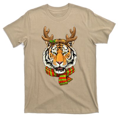 Christmas Tiger Cat Santa Clause Reindeer Xmas Tiger Lover T-Shirt