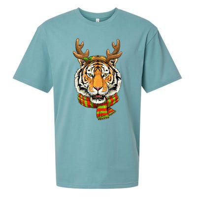 Christmas Tiger Cat Santa Clause Reindeer Xmas Tiger Lover Sueded Cloud Jersey T-Shirt