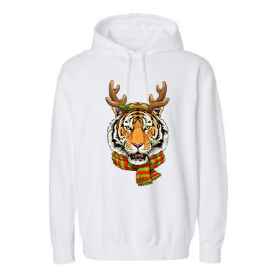 Christmas Tiger Cat Santa Clause Reindeer Xmas Tiger Lover Garment-Dyed Fleece Hoodie