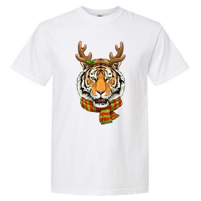 Christmas Tiger Cat Santa Clause Reindeer Xmas Tiger Lover Garment-Dyed Heavyweight T-Shirt