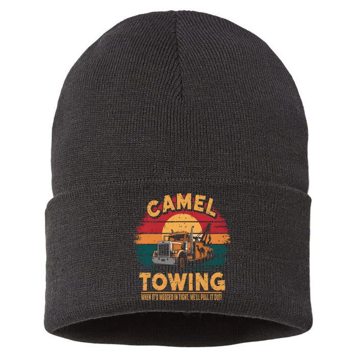 Camel Towing Cool Humor Adult Humor Camel Towing Sustainable Knit Beanie