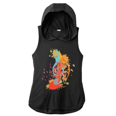 Colorful Treble Clef Music Theory Musician Teacher Birds Ladies PosiCharge Tri-Blend Wicking Draft Hoodie Tank