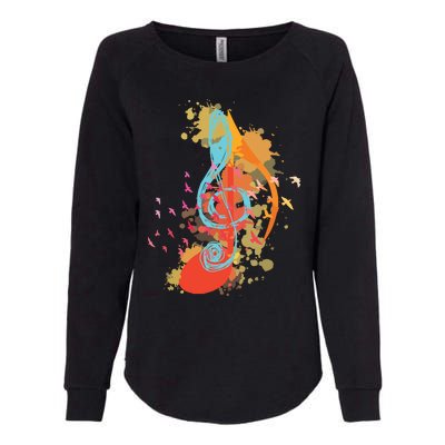 Colorful Treble Clef Music Theory Musician Teacher Birds Womens California Wash Sweatshirt