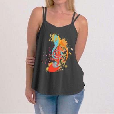 Colorful Treble Clef Music Theory Musician Teacher Birds Women's Strappy Tank