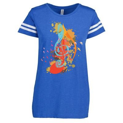 Colorful Treble Clef Music Theory Musician Teacher Birds Enza Ladies Jersey Football T-Shirt