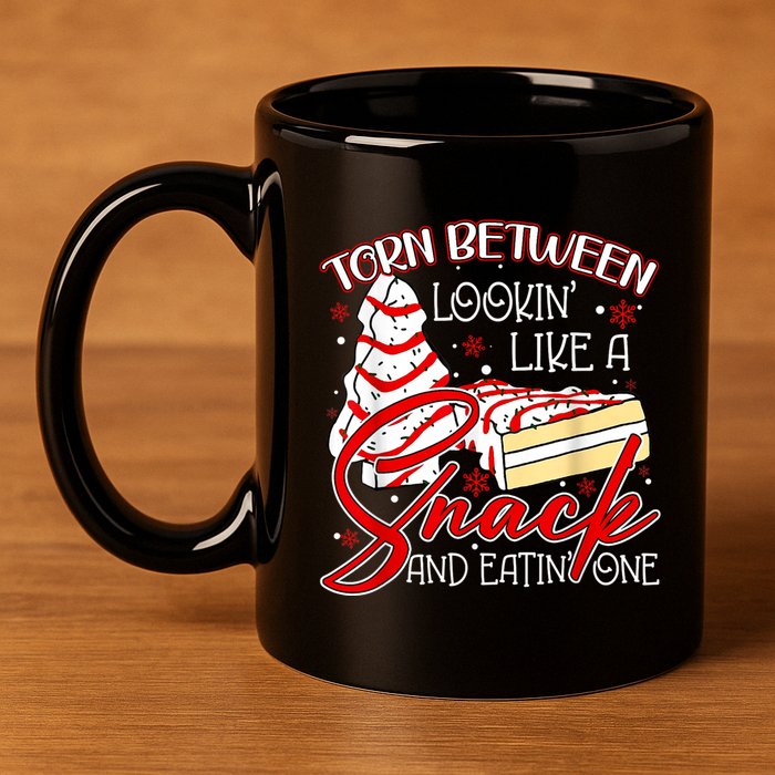 Christmas Tree Cake Torn Between Look Like A Snack Eat One 11oz C Handle Ceramic Mug