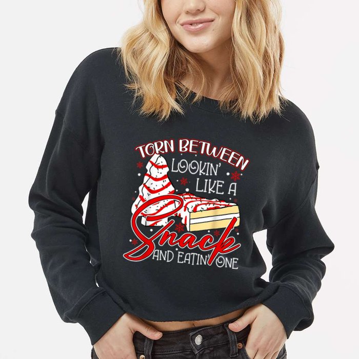 Christmas Tree Cake Torn Between Look Like A Snack Eat One Cropped Pullover Crew