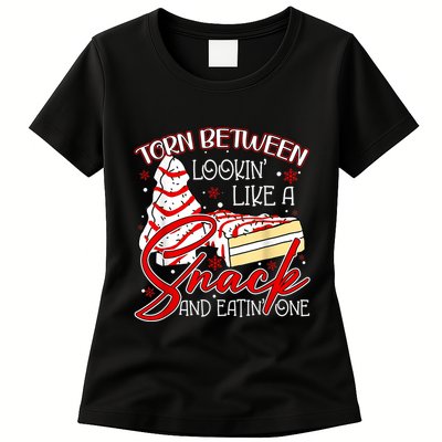 Christmas Tree Cake Torn Between Look Like A Snack Eat One Womens T-Shirt