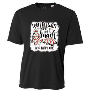 Christmas Tree Cake Torn Between Lookin Like a Snack Debbie Cooling Performance Crew T-Shirt