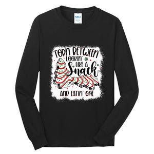 Christmas Tree Cake Torn Between Lookin Like a Snack Debbie Tall Long Sleeve T-Shirt