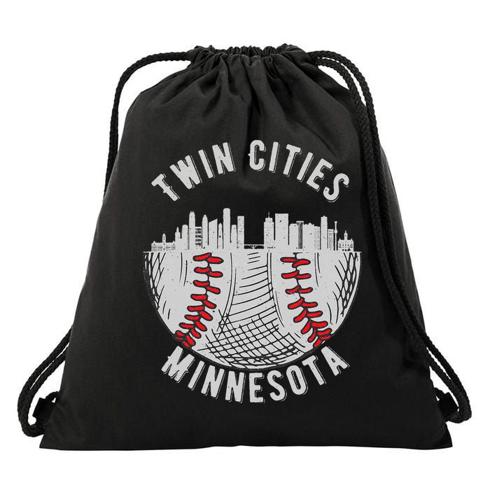 Cool Twin Cities Minnesota MN Baseball Skyline St. PaulMPLS Drawstring Bag