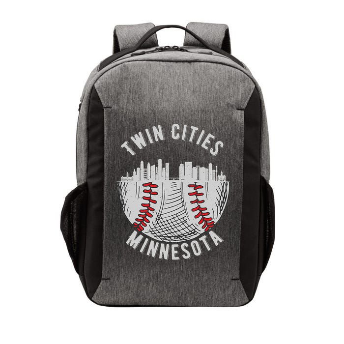 Cool Twin Cities Minnesota MN Baseball Skyline St. PaulMPLS Vector Backpack